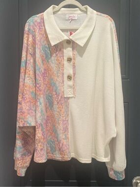 NEW Jess Lea Two-Tone Waffle Knit Top 2XL